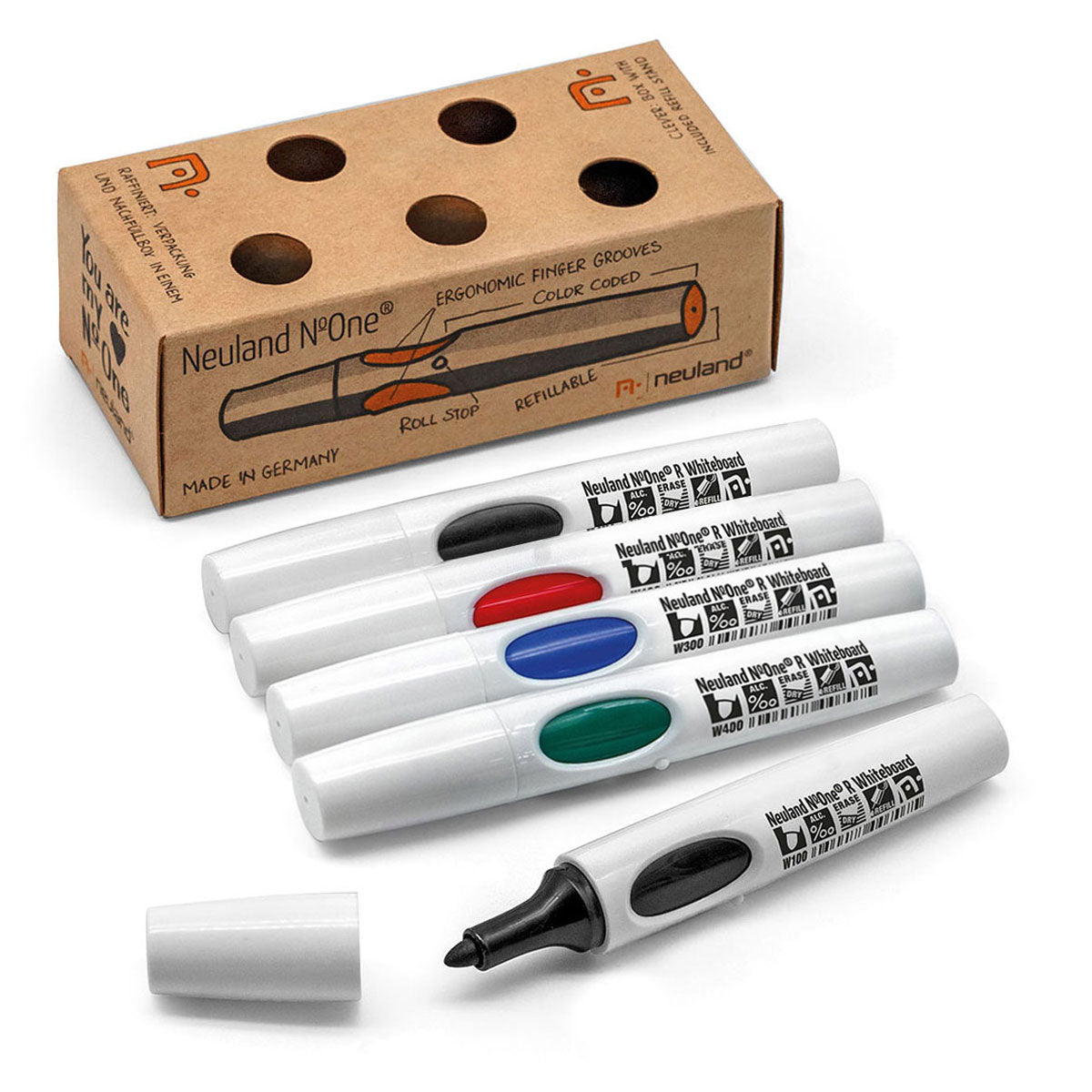 Neuland No.One® R Whiteboard, ronde penpunt 2-4 mm, 5/sets - Set No. W1