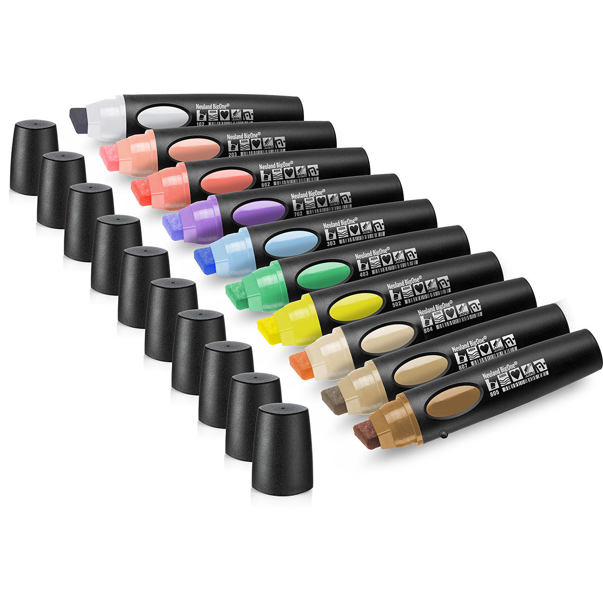 Neuland BigOne® wedge nib 6-12mm, Set of 10 colors - Set No. 10-2 Morning Glow