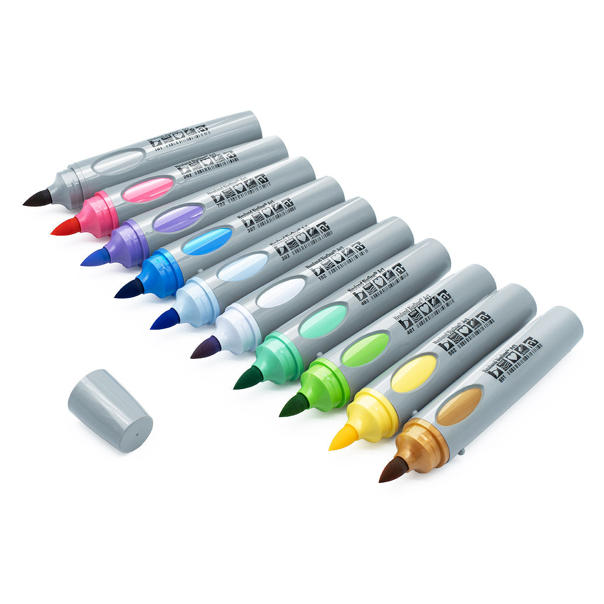 Neuland BigOne® Art, brush nib 2-15 mm, Set of 10 colors - Set No. 10-4 Light Bloom