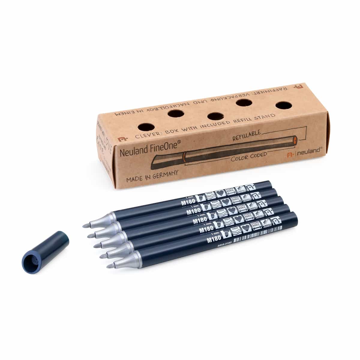 Neuland FineOne® Metallic, round nib 1 mm – 5/color sets