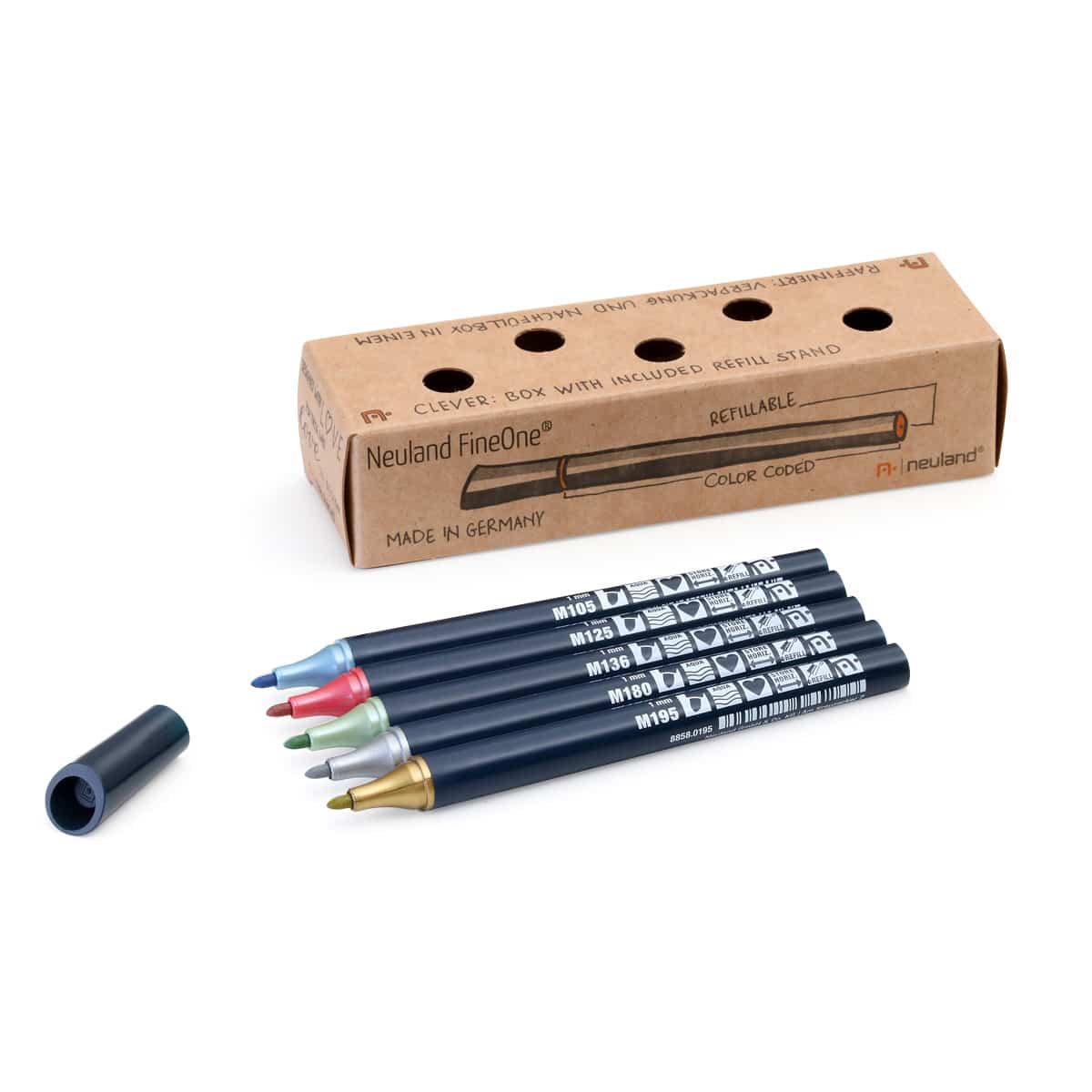 Neuland FineOne® Metallic, ronde punt 1 mm – 5 kleurensets - Set No. M70 Mix