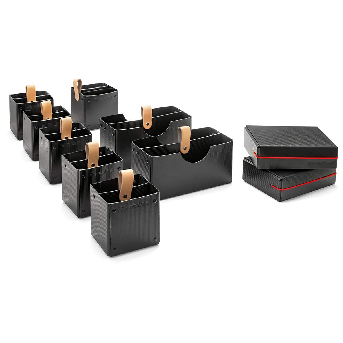 Novario® Boxen-Sets, schwarz- set 5 für workshopkoffer, trolley + workpack
