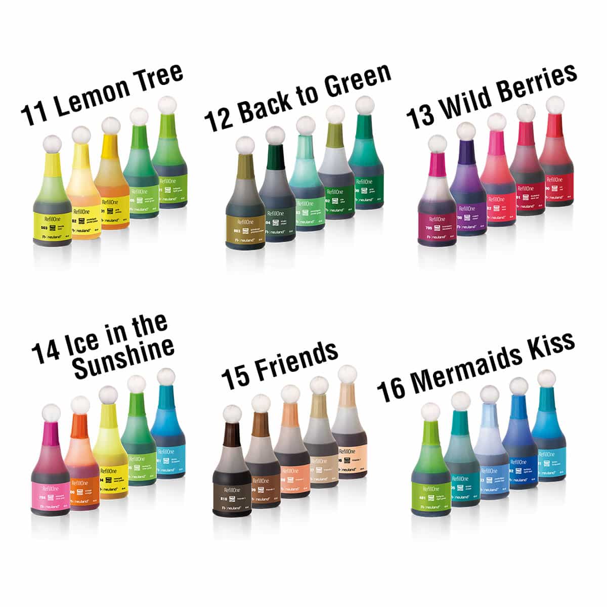 RefillOne Ink, water-based, 5/color sets