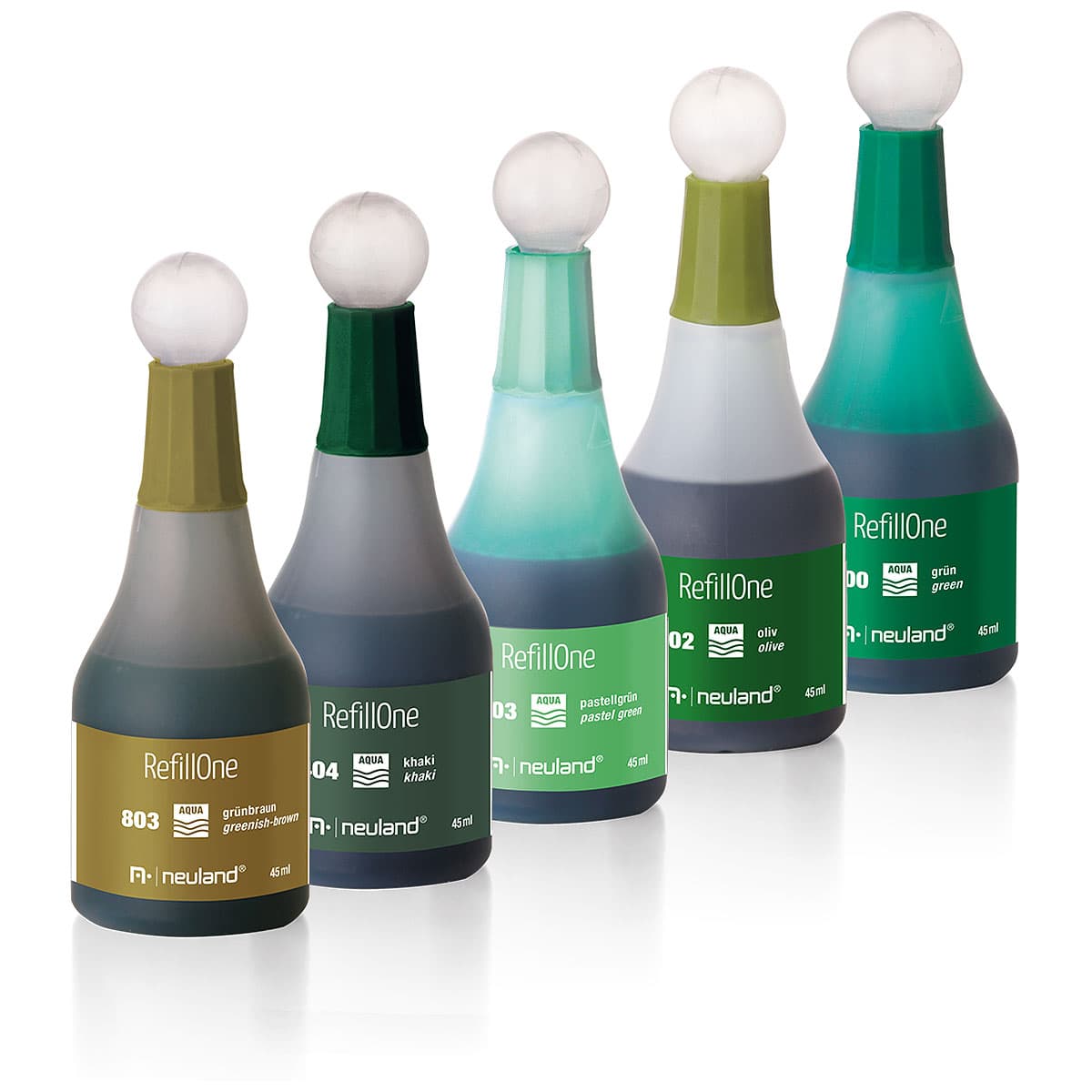 RefillOne Ink, water-based, 5/color sets- set no. 12 back to green