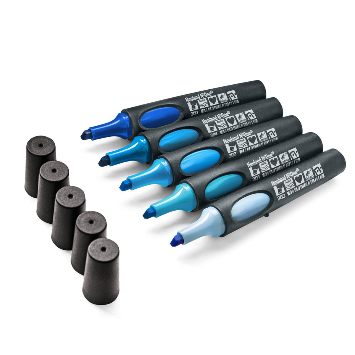 Neuland No.One®, wedge nib 2-6 mm, 5/color sets- set no. 9 blue sky