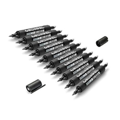 Neuland TwinOne® marker met wigpunt en penseelpunt - 10-delige set in één kleur