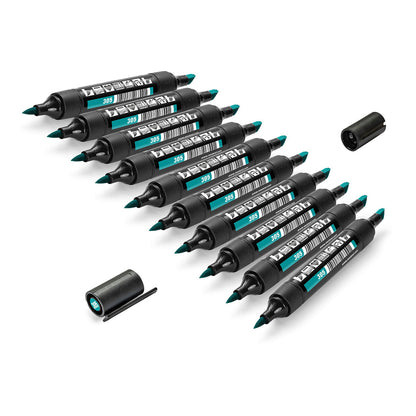 Neuland TwinOne® marker met wigpunt en penseelpunt - 10-delige set in één kleur