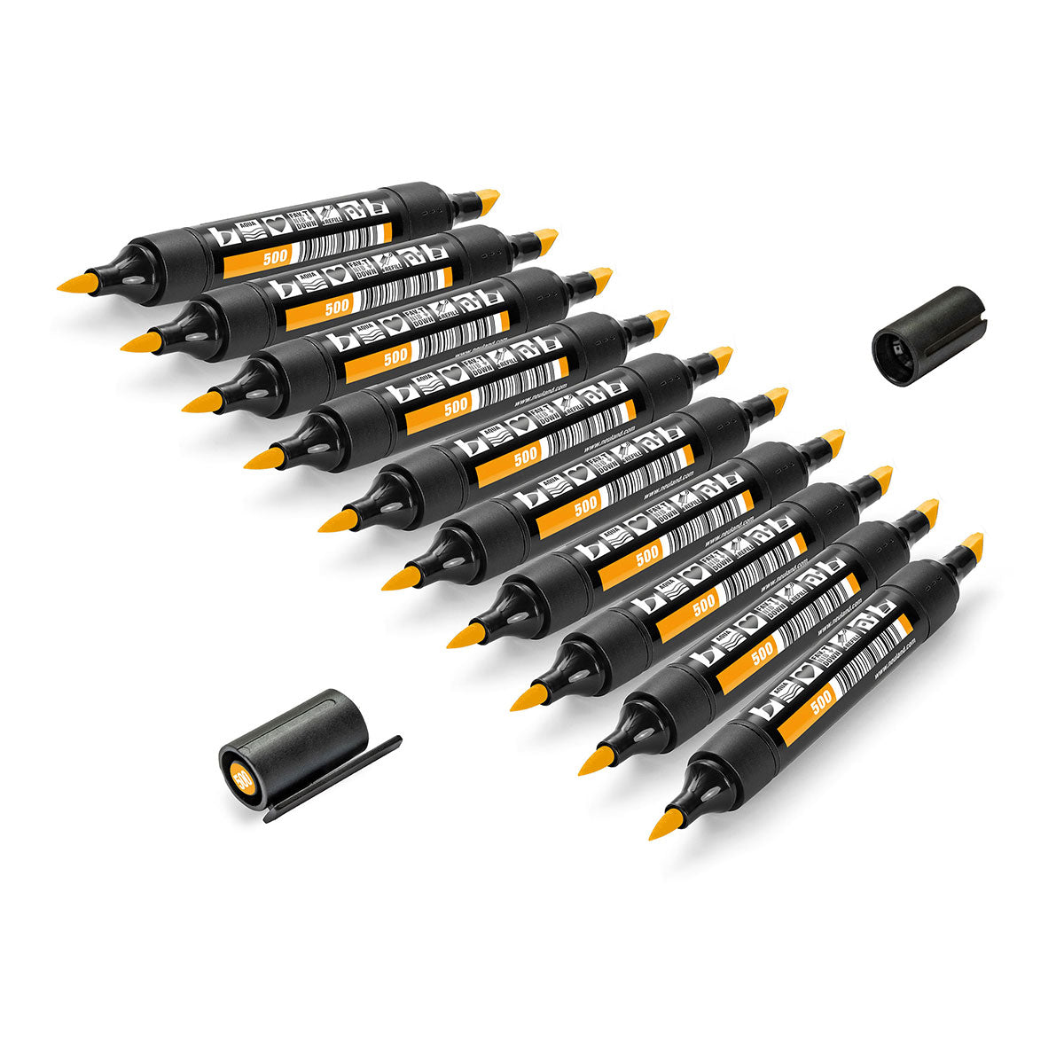 Neuland TwinOne® marker met wigpunt en penseelpunt - 10-delige set in één kleur