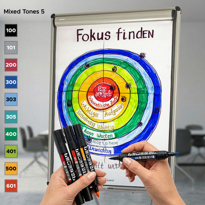Neuland TwinOne® Moderatiemarkers,  wigpunt en penseelpunt – 10-delige kleurenset