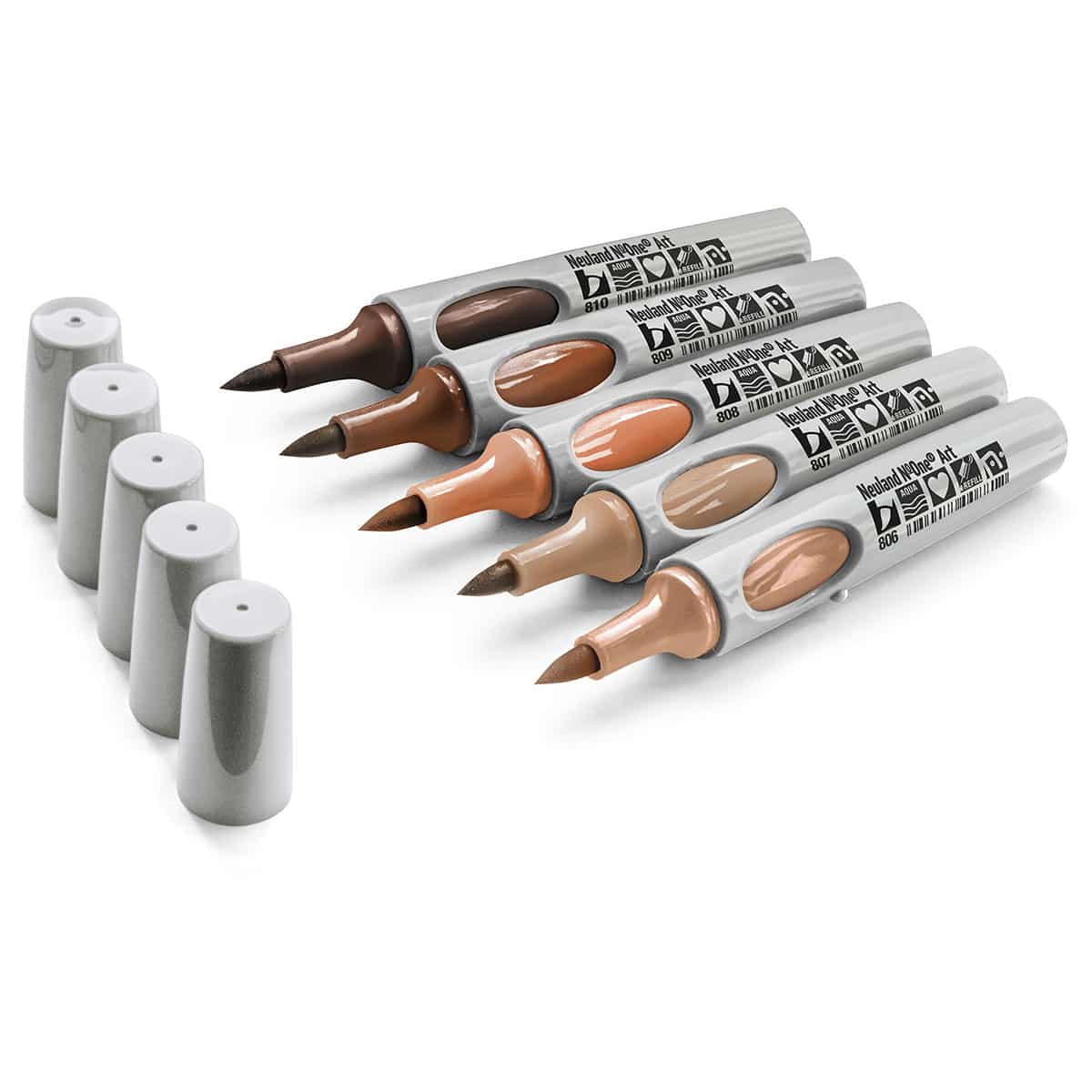 Neuland No.One® Art, brush nib 0,5-7 mm, 5/color sets- set no. 15 friends