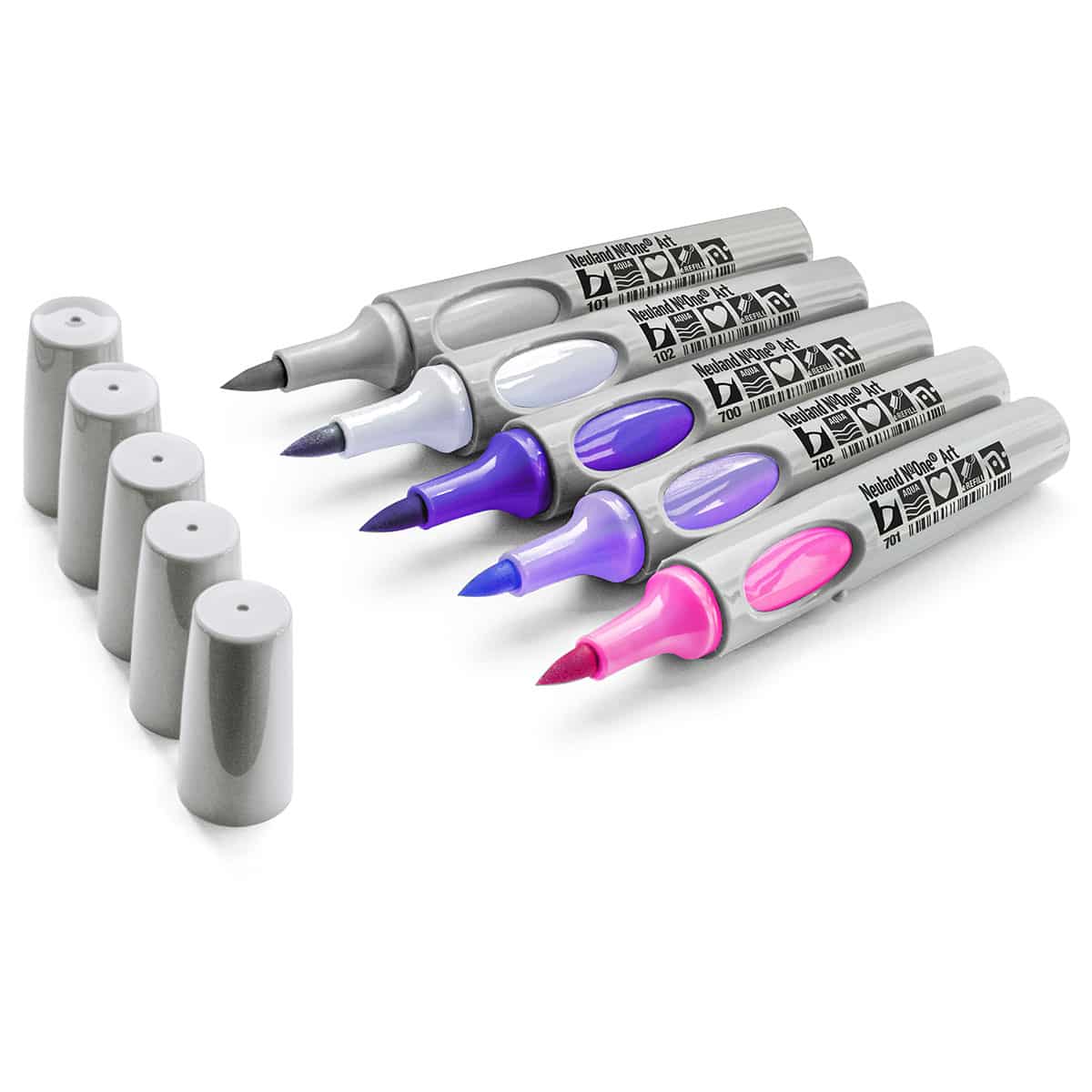Neuland No.One® Art, penseelpunt 0,5-7 mm, 5/kleur sets- set no. 18 pink amethyst
