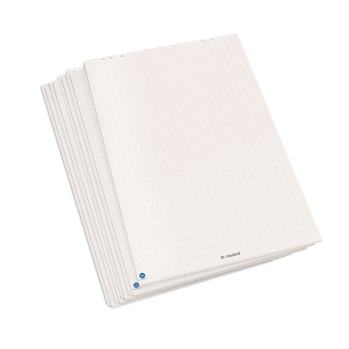 FlipChart Paper, white recycled - checker: 5 pads/rolled- 10er block (flachliegend)