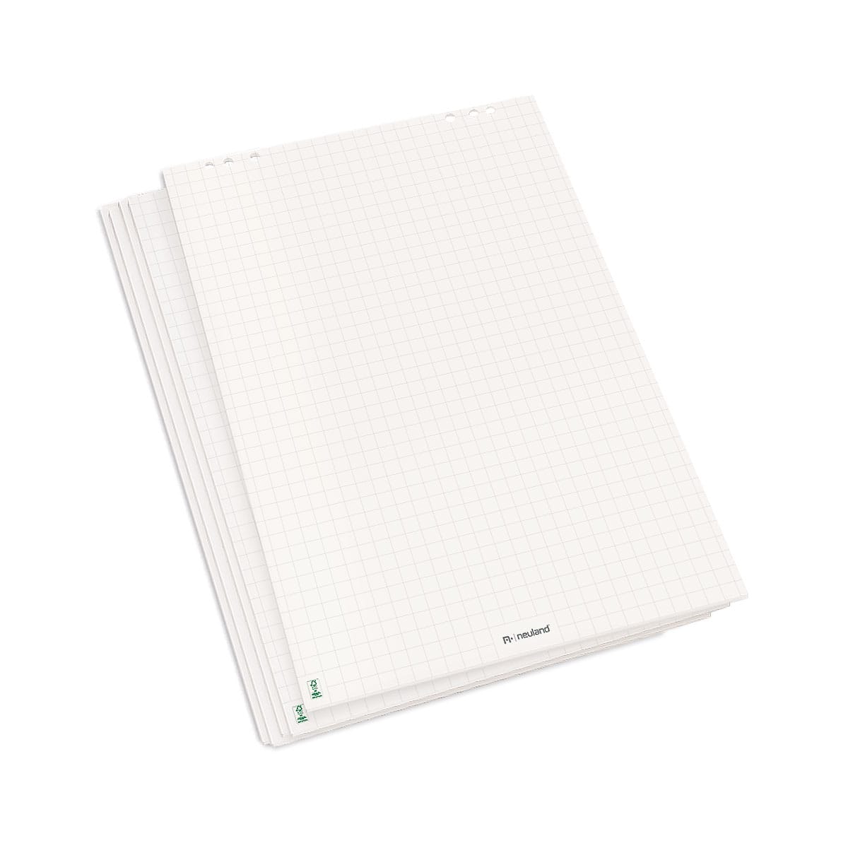 FlipChart Paper bright white, chequered- 5er block (gerollt)
