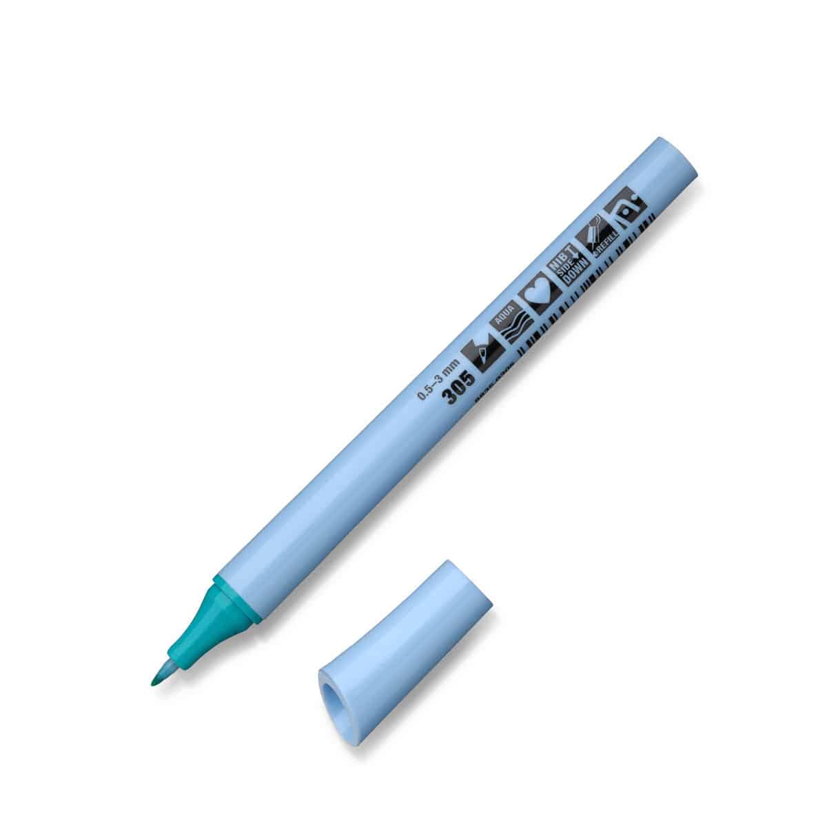 Neuland FineOne® Flex, flexible fiber nib 0.5-3 mm, single colors- 305 ocean