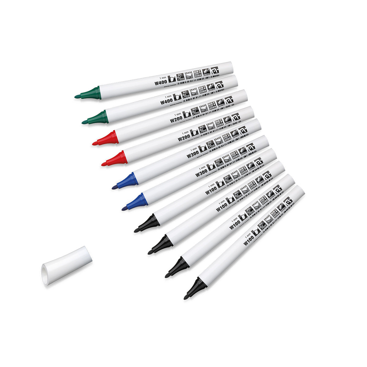 Neuland FineOne® Whiteboard Fineliner met ronde penpunt 1 mm – 10-delige kleurenset