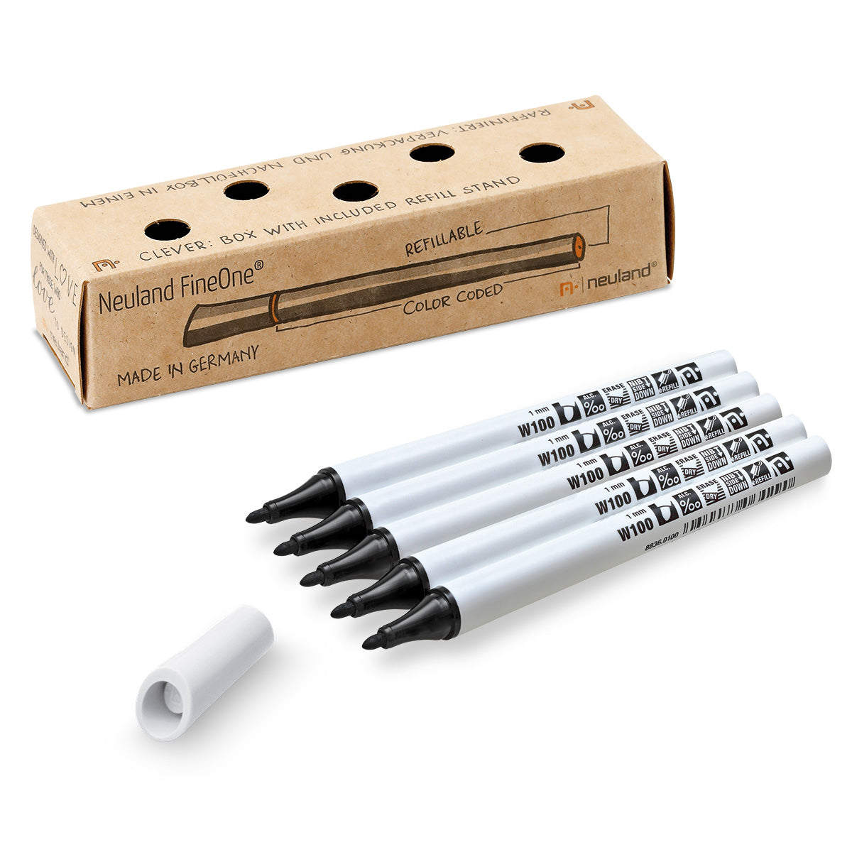 Neuland FineOne® Whiteboard, 5/kleurensets- set no. wu1 schwarz