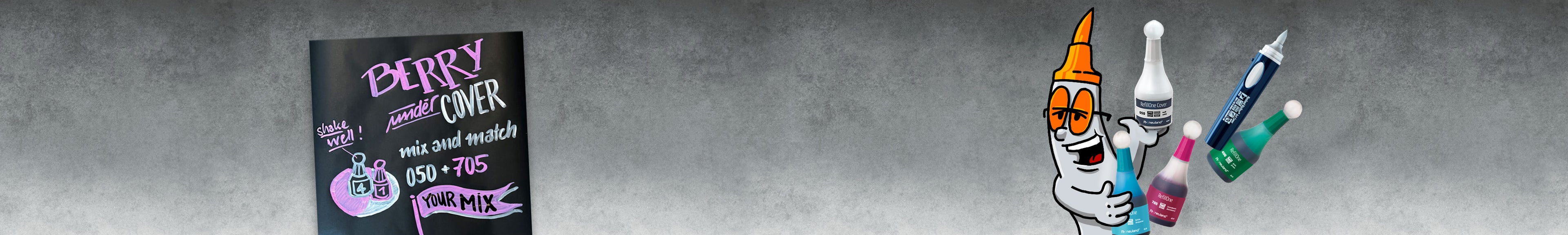 Cover-Marker und Nachfülltinten.