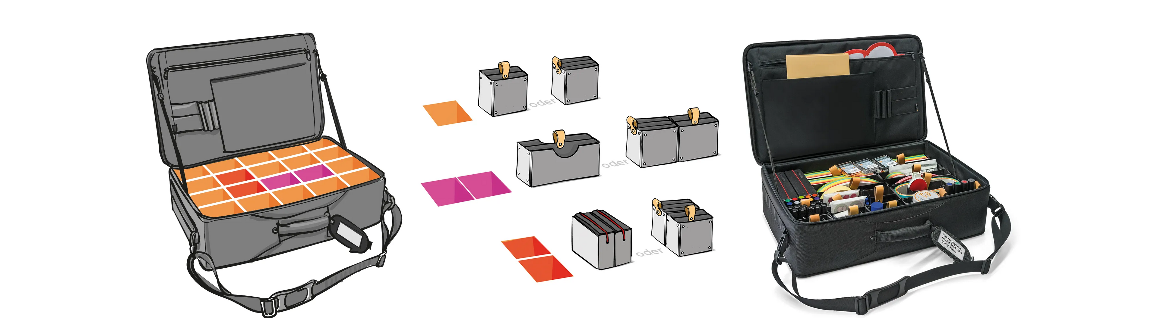 Novario Kombinationsmöglichkeiten für den Moderatorenkoffer Novario XL