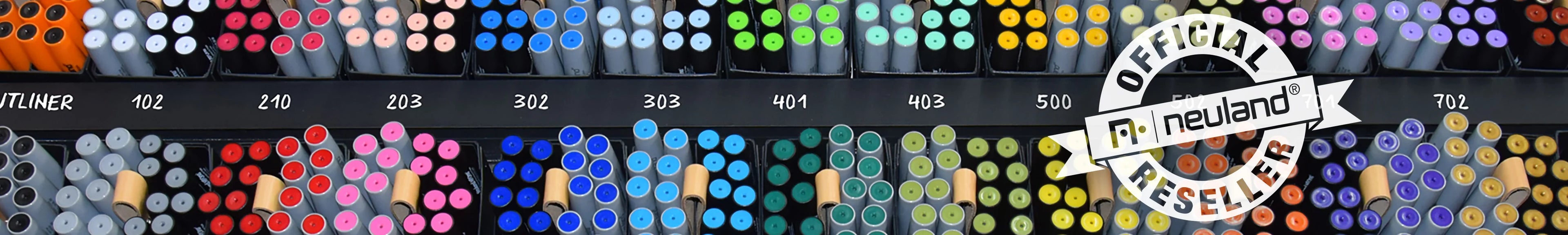 Novario-Boxen mit vielen farbigen Neuland-Markern.